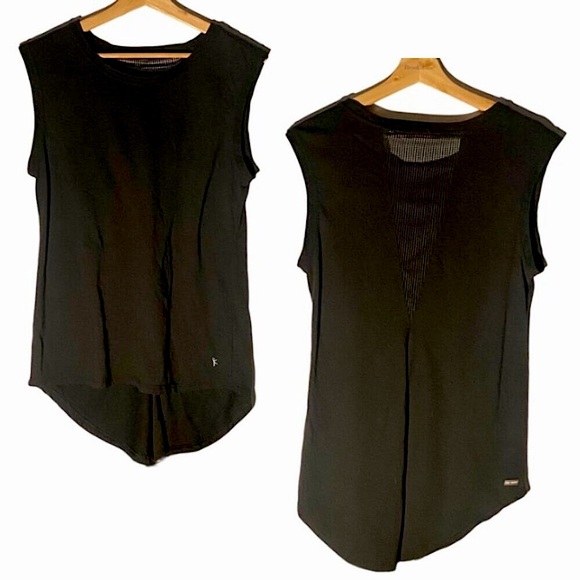 Danskin Now Sleeveless Black Split-Back Mesh Panel Top - Picture 6 of 6